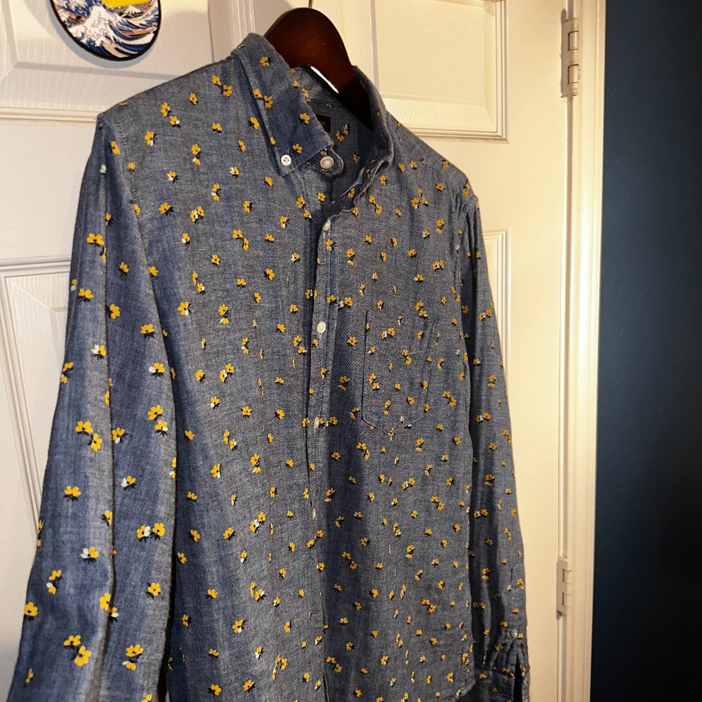 J.Crew Large[FREE SHIPPING] Slim-Fit Peach-like Cotton Floral Mens Button Down